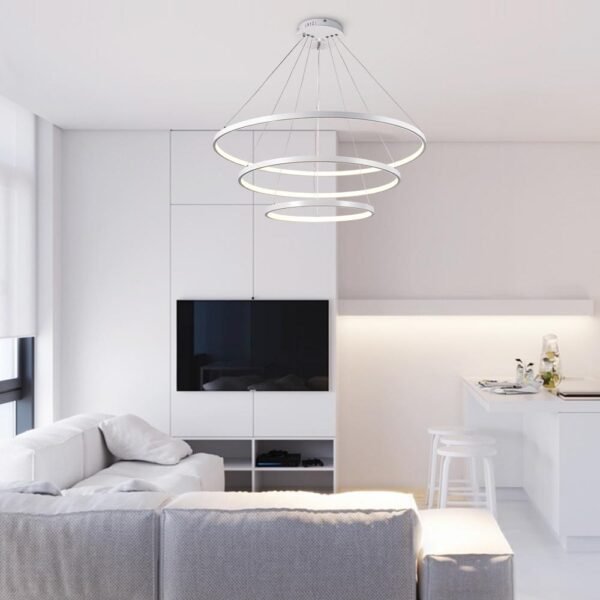 Dimmable LED Three-Ring Chandelier - Image 2
