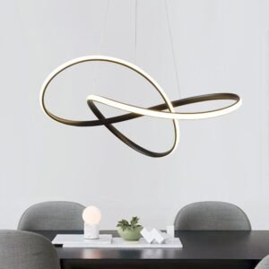 Draped Swirl LED Black Chandelier