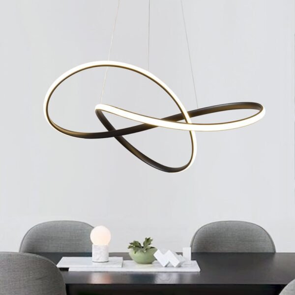 Draped Swirl LED Black Chandelier