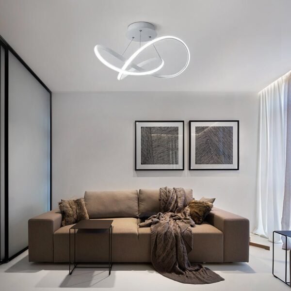 Draped Swirl LED Chandelier in White - Image 2