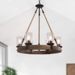 Farmhouse Wagon Wheel Chandelier