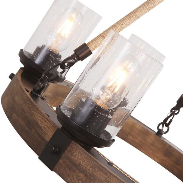 Farmhouse Wagon Wheel Chandelier - Image 5