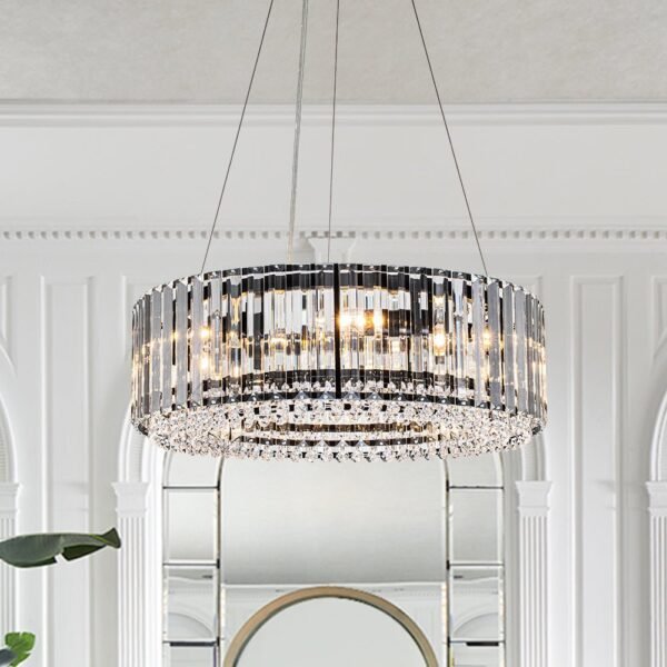 Glam Modern Round Crystal Chandelier - Image 2