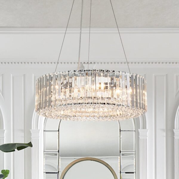 Glam Modern Round Crystal Chandelier - Image 3