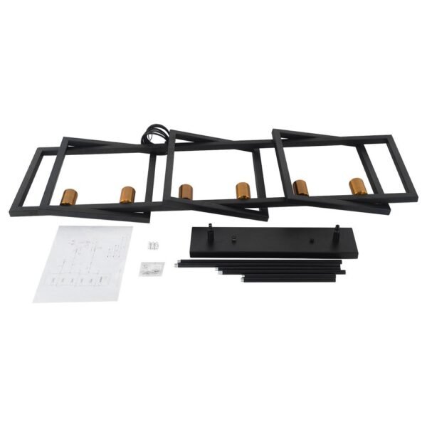 Mid-Century Black Geometric Rectangle Chandelier - Image 12