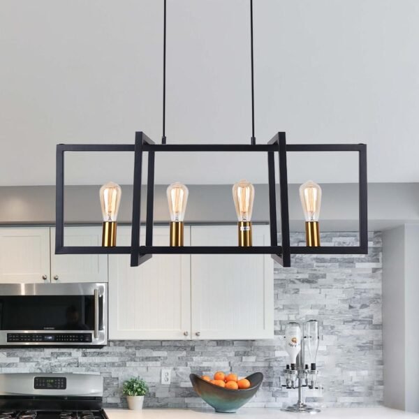 Mid-Century Black Geometric Rectangle Chandelier - Image 2