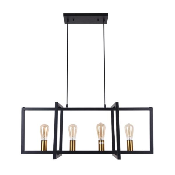 Mid-Century Black Geometric Rectangle Chandelier - Image 5
