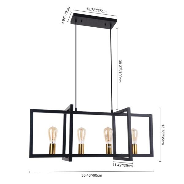 Mid-Century Black Geometric Rectangle Chandelier - Image 13