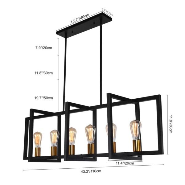Mid-Century Black Geometric Rectangle Chandelier - Image 14