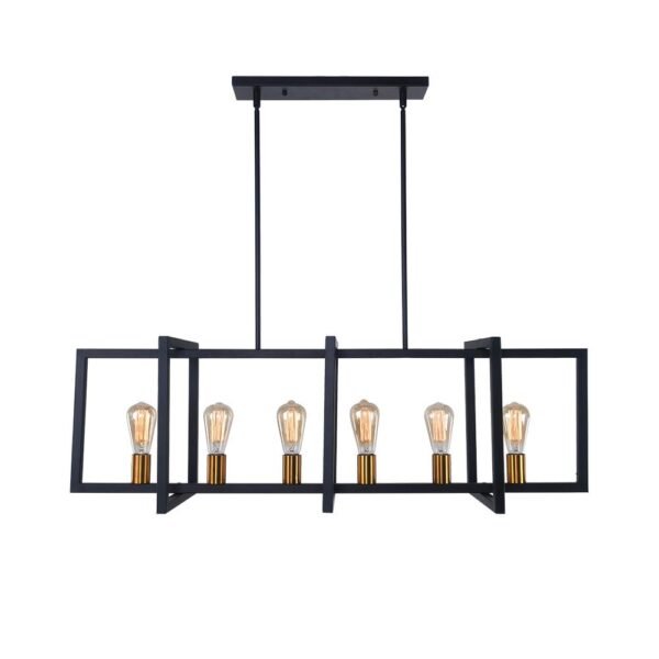 Mid-Century Black Geometric Rectangle Chandelier - Image 3