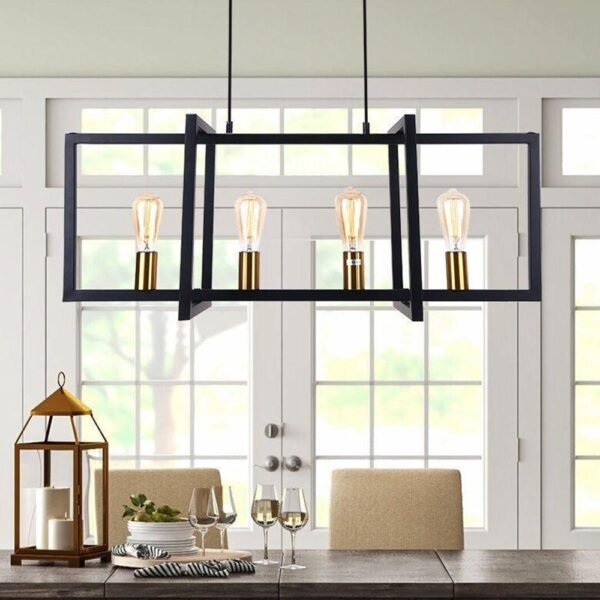 Mid-Century Black Geometric Rectangle Chandelier - Image 15