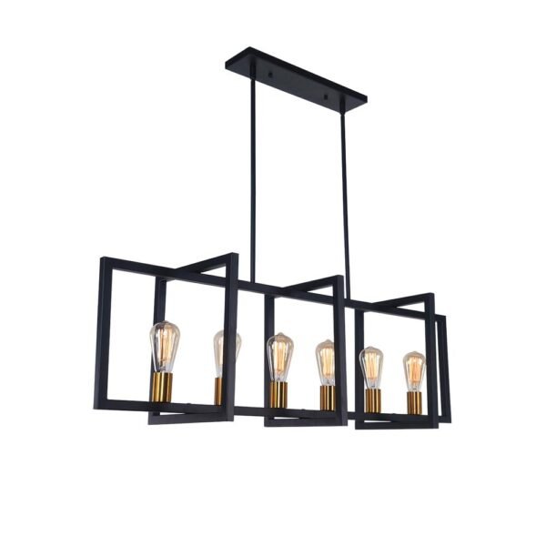 Mid-Century Black Geometric Rectangle Chandelier - Image 4