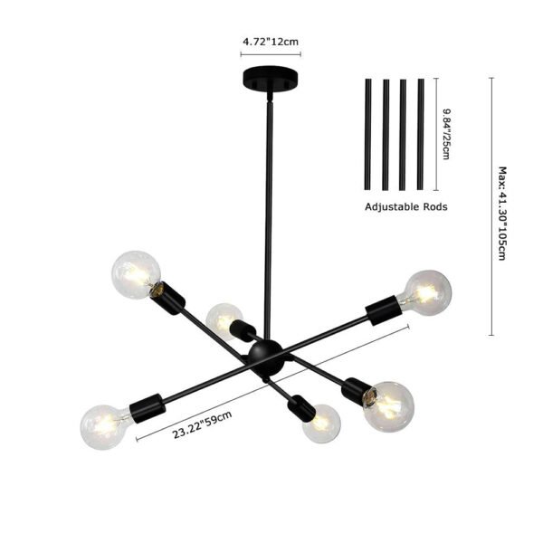 Mid-Century Modern Linear Sputnik Chandelier in Black - Image 5