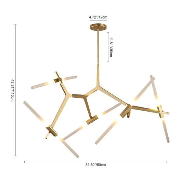 Modern Mid-Century 10-Light Glass Branch Chandelier - Image 4