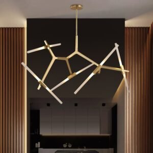 Modern Mid-Century 10-Light Glass Branch Chandelier