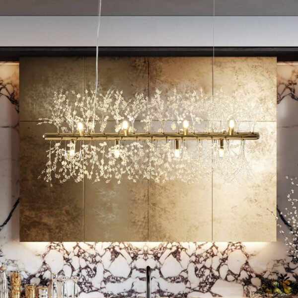 Modern 12-Light Crystal  Linear Chandelier - Image 4
