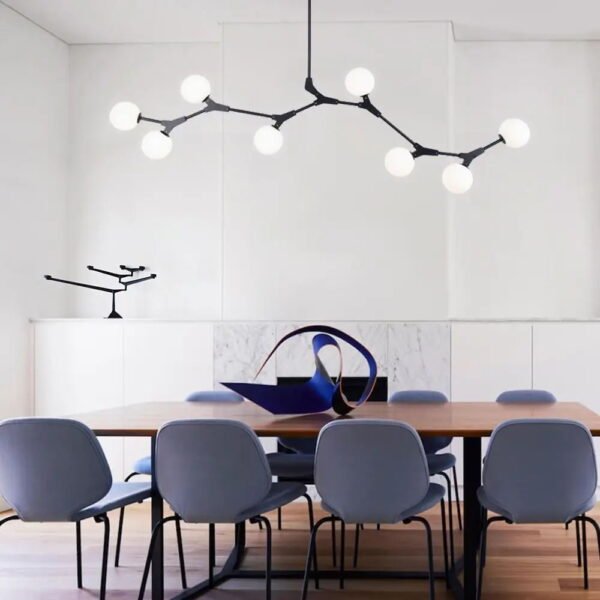 Modern 8-Light Brass Sphere Chandelier - Image 4