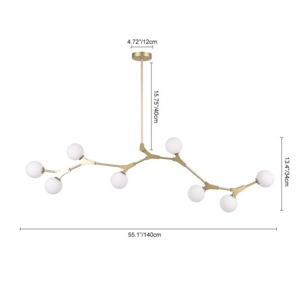 Modern 8-Light Brass Sphere Chandelier - Image 5