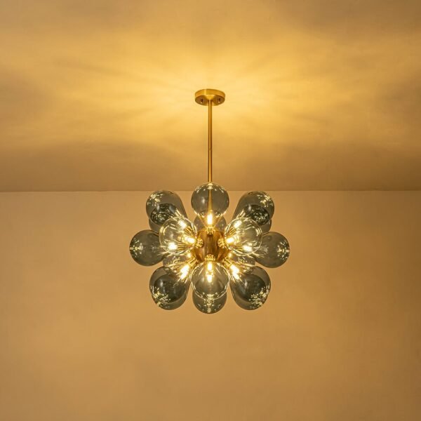 Modern Blue Frosted Glass Bubble Sputnik Chandelier - Image 6