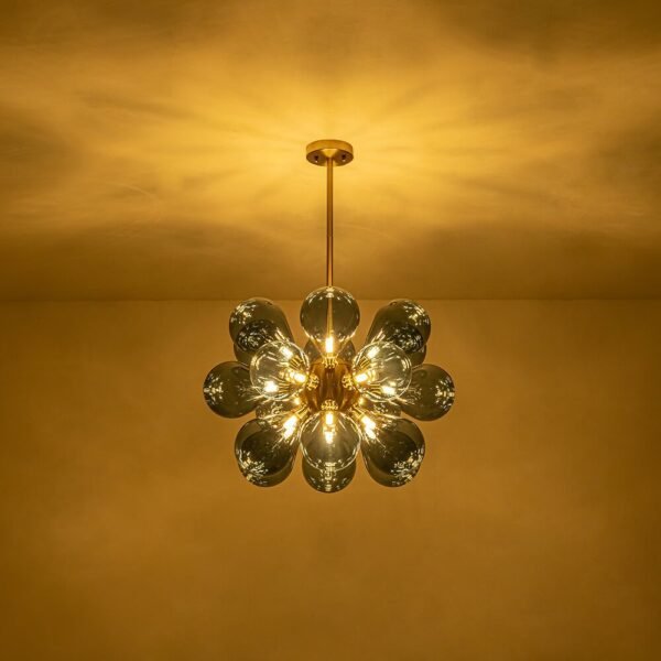 Modern Blue Frosted Glass Bubble Sputnik Chandelier - Image 5
