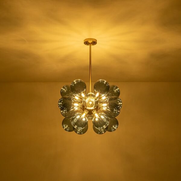 Modern Blue Frosted Glass Bubble Sputnik Chandelier - Image 7