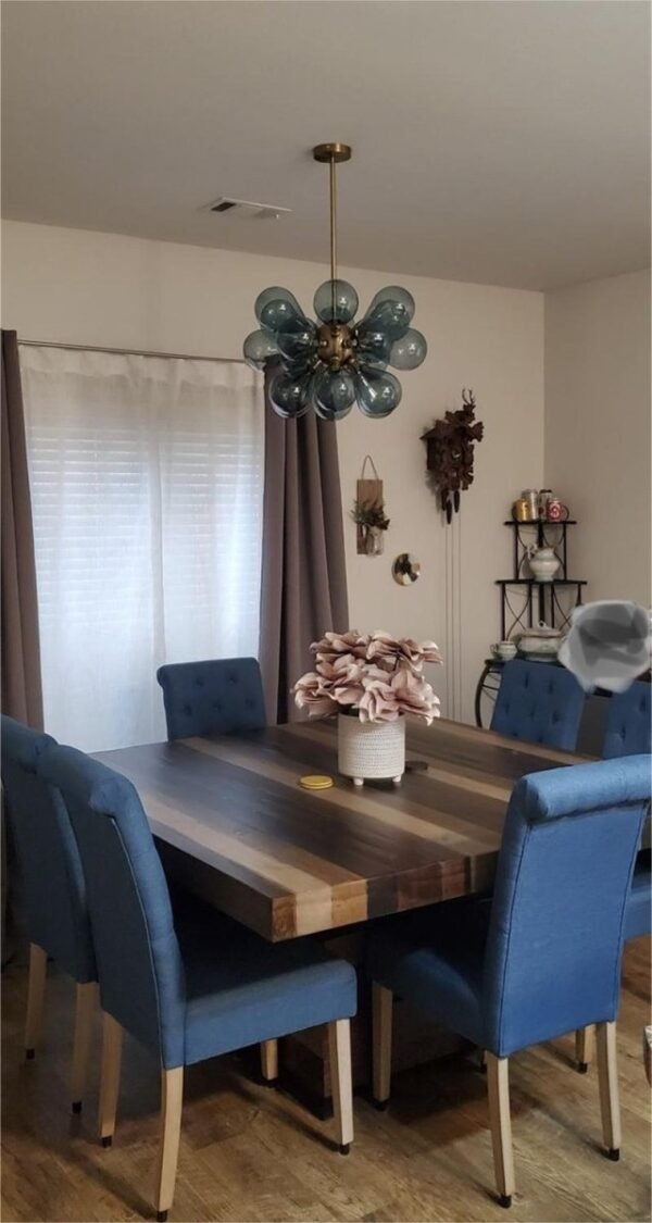 Modern Blue Frosted Glass Bubble Sputnik Chandelier - Image 12
