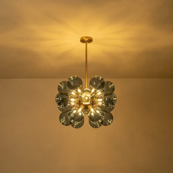 Modern Blue Frosted Glass Bubble Sputnik Chandelier - Image 8