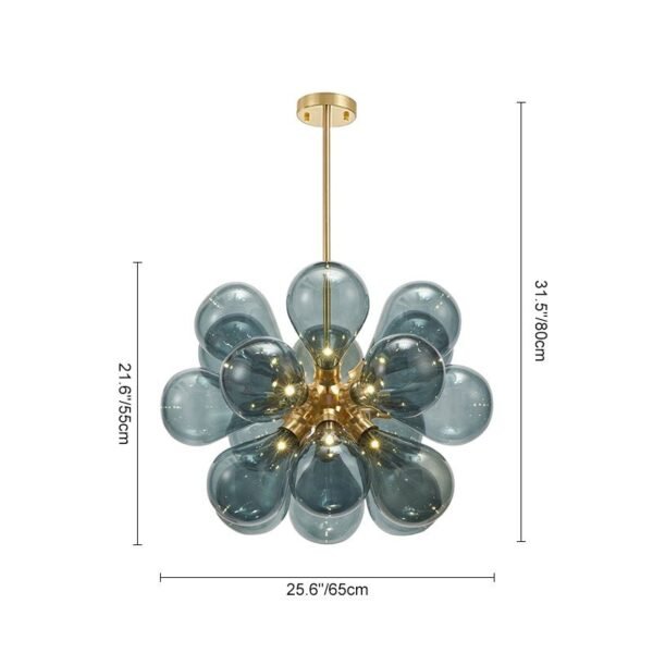 Modern Blue Frosted Glass Bubble Sputnik Chandelier - Image 9