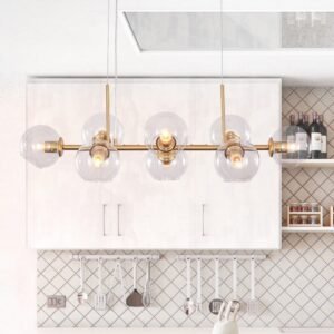 Modern Clear Glass Globe Kitchen Island Chandelier