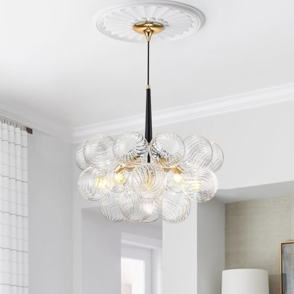 Modern Cluster Bubble Ribbed Glass Chandelier - Image 2