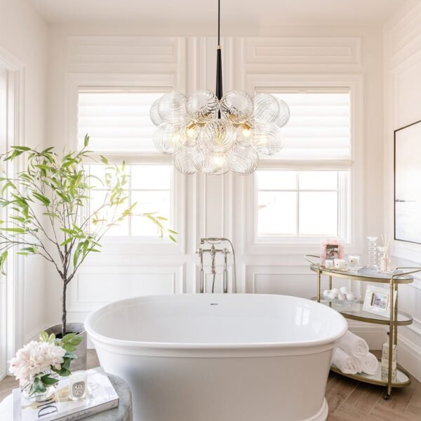 Modern Cluster Bubble Ribbed Glass Chandelier - Image 9