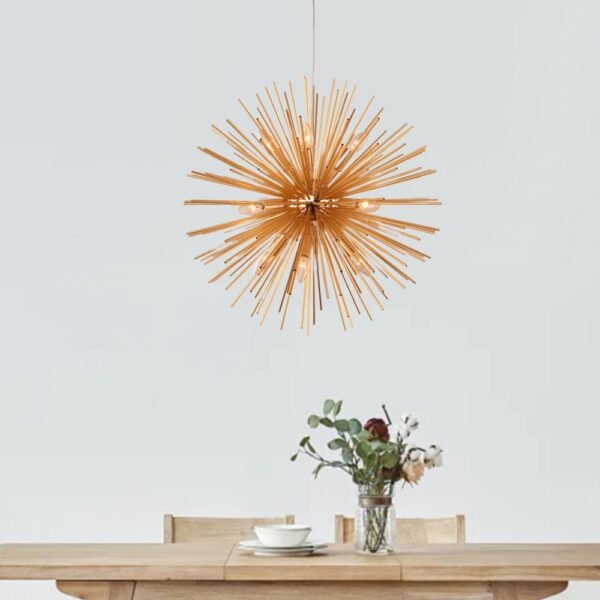 Modern Gold Sunburst Hanging Pendant Light - Image 2