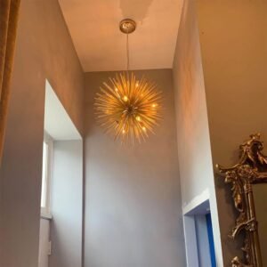 Modern Gold Sunburst Hanging Pendant Light