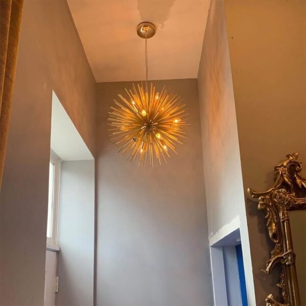 Modern Gold Sunburst Hanging Pendant Light